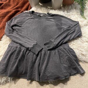 Anthropologie Truly Madly Deeply Peplum Sweatshirt | Medium | Grey